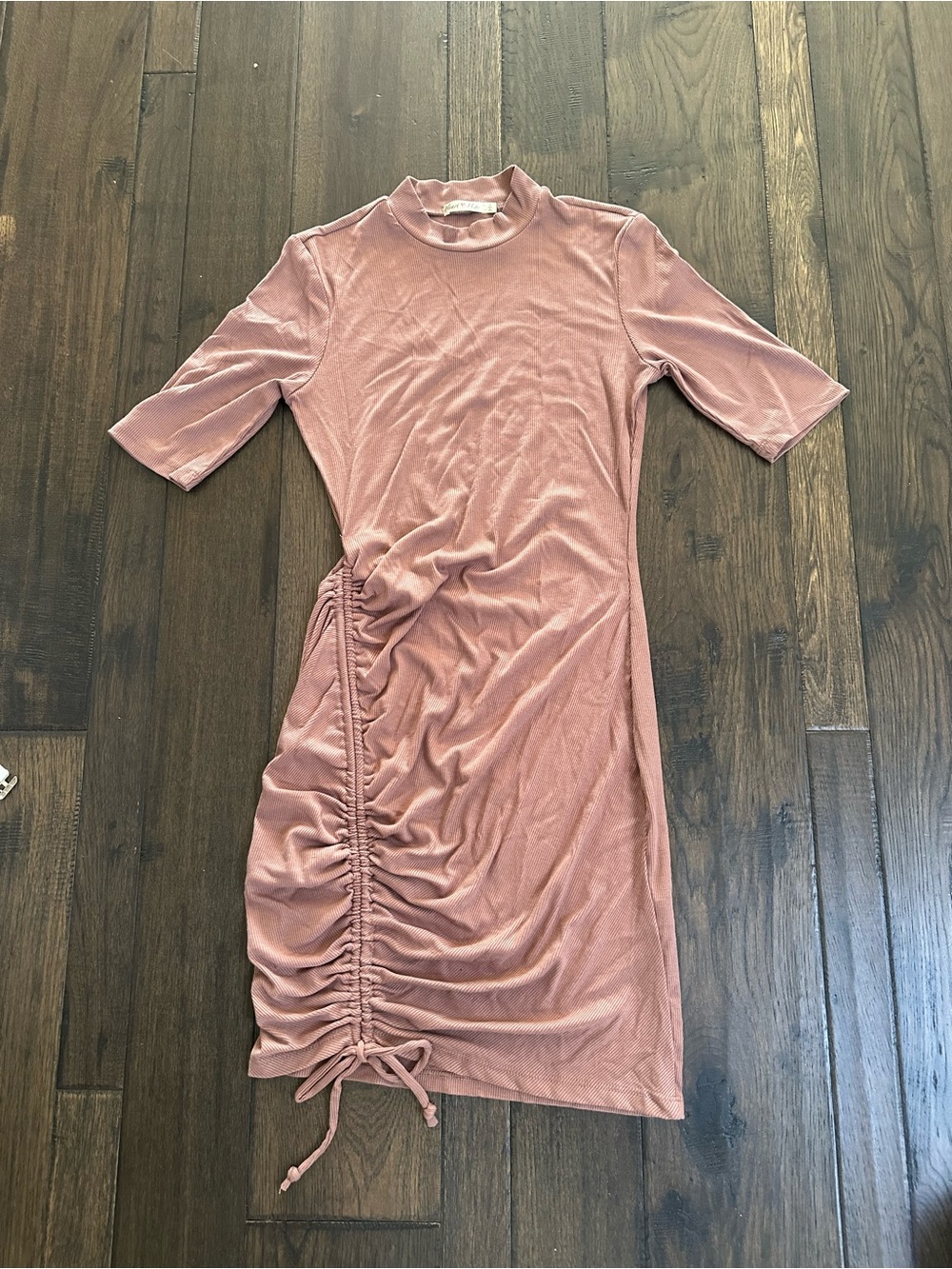 Dusty Rose Ruched Bodycon Dress – Size Small